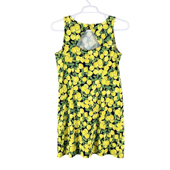 Talbots Women Lp Effortless Jersey Sleeveless Shift Dress Lemon Bunches Slimming - Picture 5 of 14